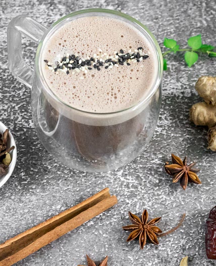 Spiced Black Sesame Milk Hot Chocolate