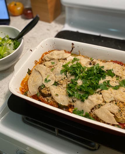 Veganized eggplant parm 