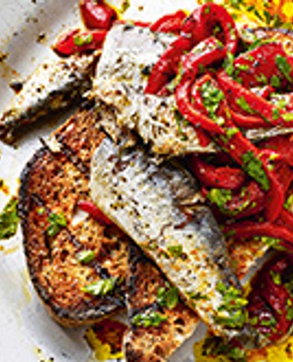 Sardines & Roasted Red Peppers on Toast