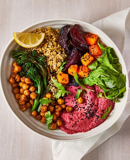 Beetroot Hummus & Roast Veg Buddha Bowl