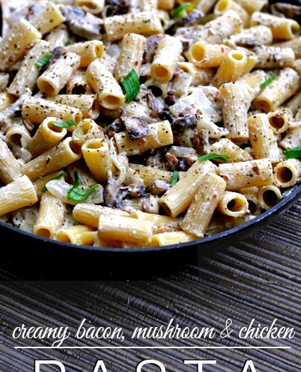 Bacon, Mushroom, Chicken Pasta