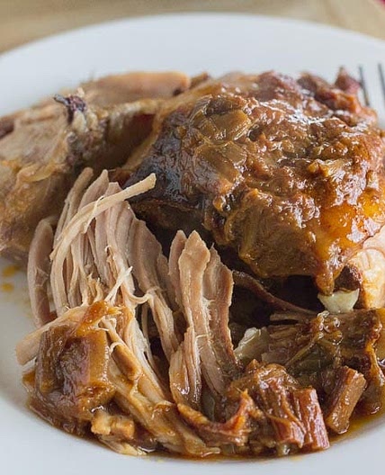 Slow-Cooker Pork with Rhubarb BBQ Sauce