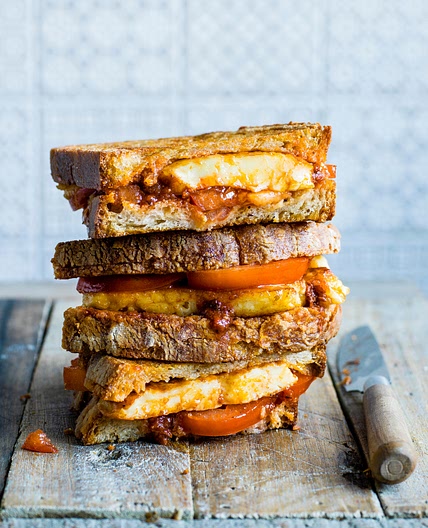 Quick and easy halloumi, harissa and honey toastie