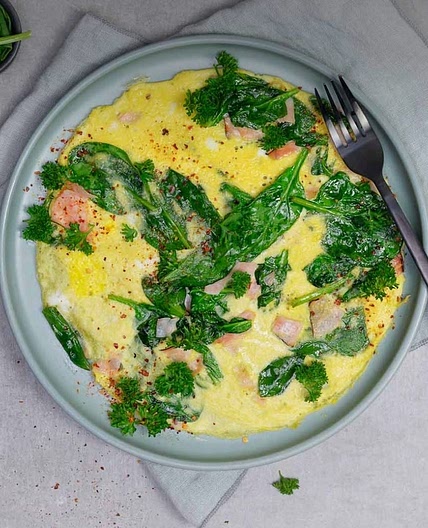 Omelet with spinach and turkey