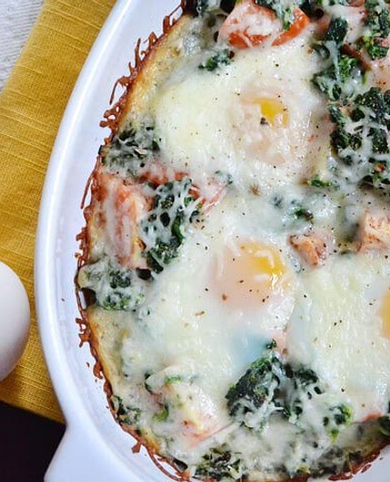Baked Eggs with Spinach and Tomatoes