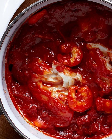 Spanish cod and prawns