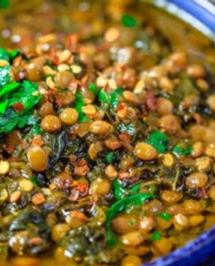 Mediterranean Spicy Spinach and Lentil Soup