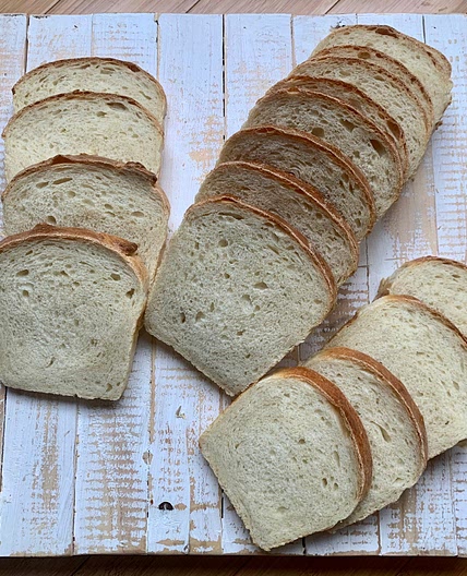 Pan de sándwich blanco con prefermento Pie