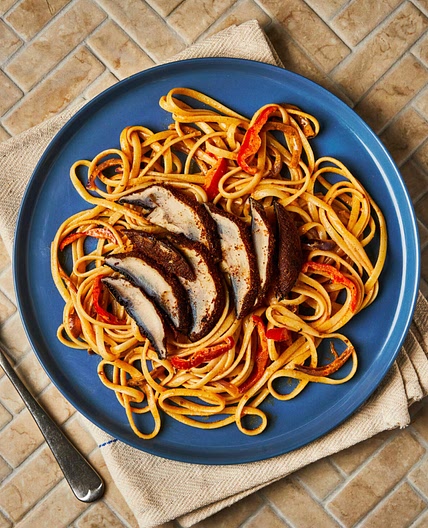 Creamy Cajun Mushroom & Pepper Linguine