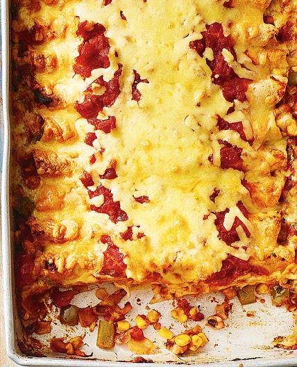 Vegetable and black eye bean enchiladas