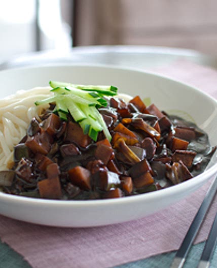 Jjajangmyun, the Korean-Chinese noodles with black bean paste
