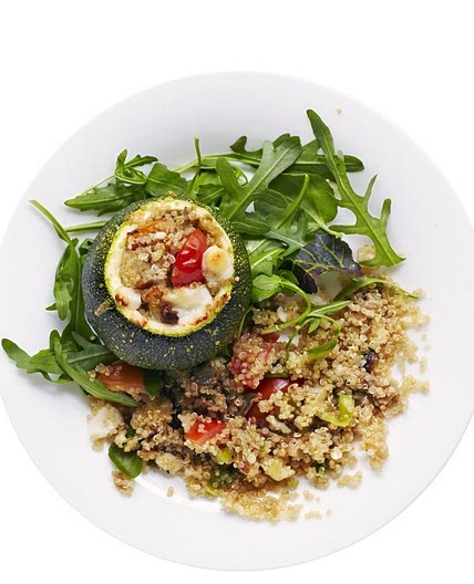 Mushroom and quinoa-stuffed courgette (zucchini)