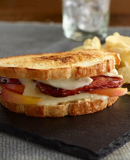 SPAM® Grilled Cheese with Brie and Peaches