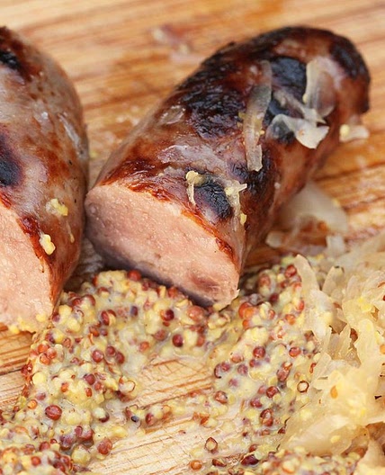 Grilled Bratwurst With Beer, Mustard, and Sauerkraut Recipe