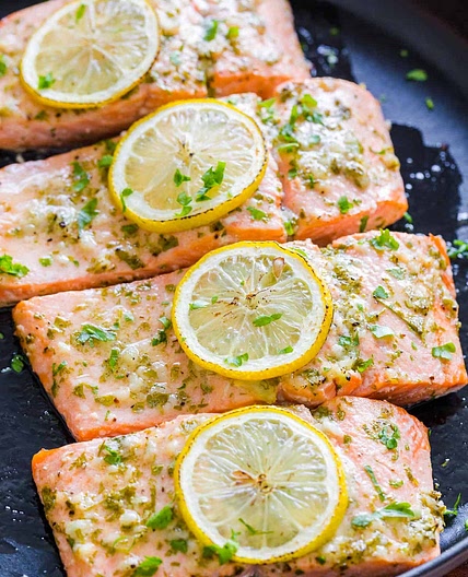 Baked Salmon with Garlic and Dijon