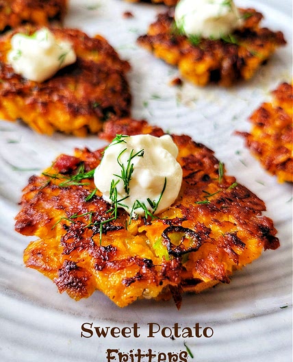 Sweet Potato Fritters with Scallion and Bacon