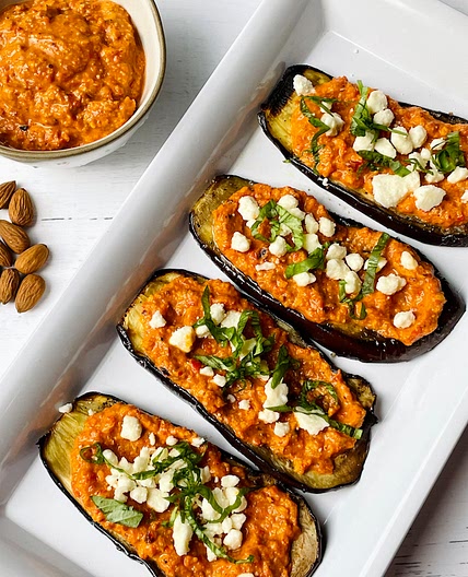 Grilled Eggplant With Romesco Sauce