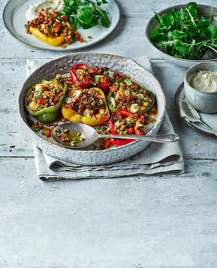Halloumi-stuffed peppers