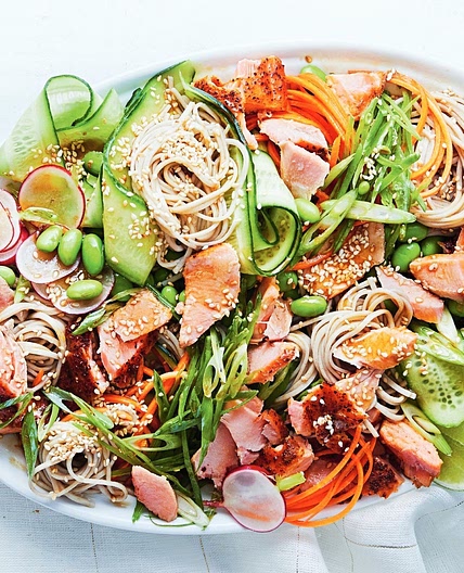 Blackened-spice salmon and soba noodle salad recipe