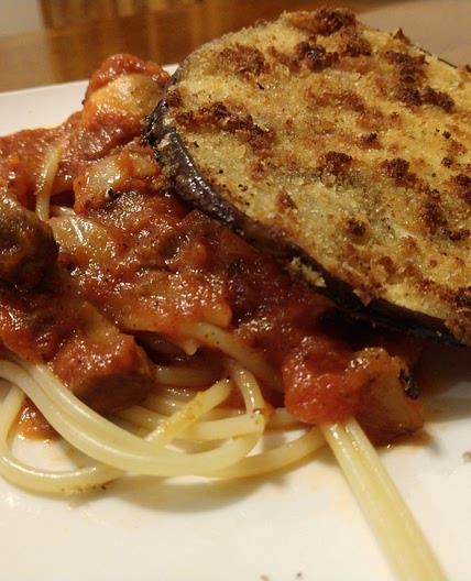 Fried eggplant spaghetti