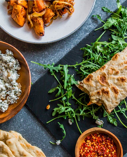Ras El Hanout Sweet Potato + Feta, Mint and Preserved Lemon Msemen Wrap — My Moroccan Food