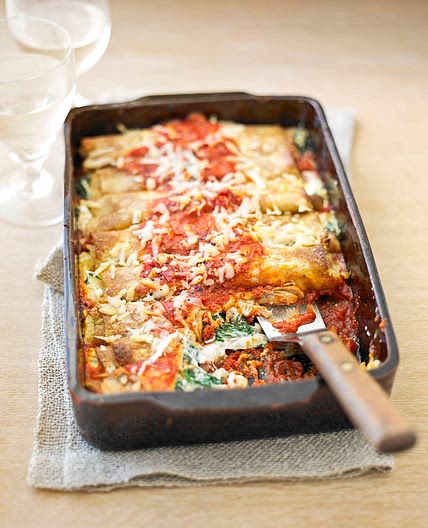 Baked spinach and ricotta pancakes