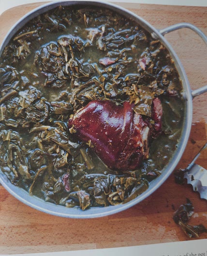 Stwed collard greens with ham hock
