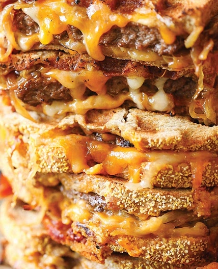 Patty Melt Grilled Cheese Wafflesاام