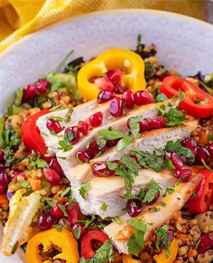 Moroccan grains & chicken salad