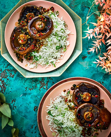 Soy-and-butter-braised mushrooms