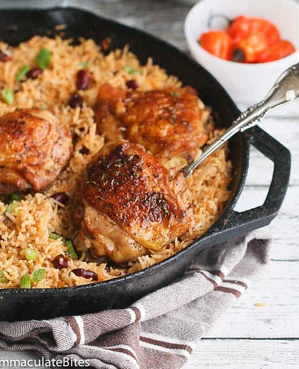 One Pot Caribbean Jerk Chicken and Rice