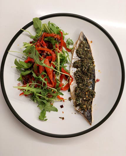 Grilled Italian Mackerel with Chunky Salsa Verde