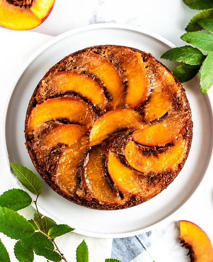 Upside Down Peach Cake