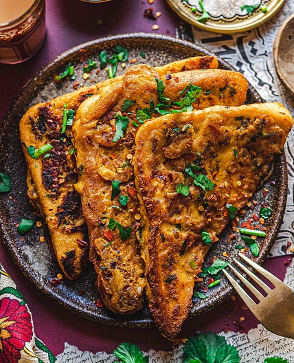 Masala French toast - easy vegan savoury French toast