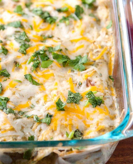 Shredded Chicken Enchiladas Verdes