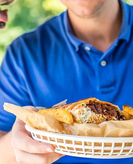 (HUGE) Grilled BBQ Brisket Pulled Beef Burritos