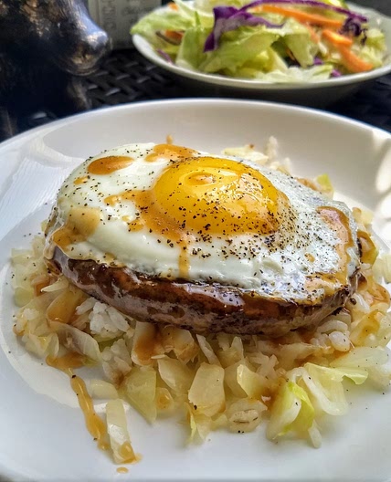 Loco Moco with Fried Cabbage Rice
