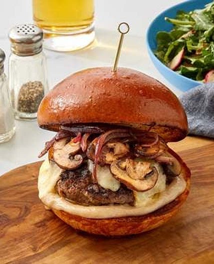 Father's Day Truffle & Fontina Burgers with Sautéed Mushrooms & Arugula Salad