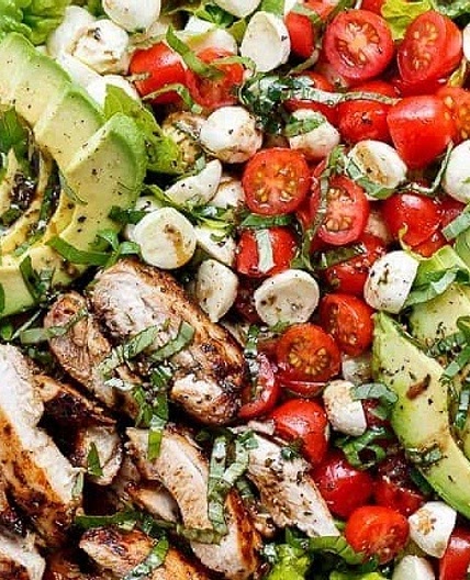 Chicken Avocado Caprese Salad