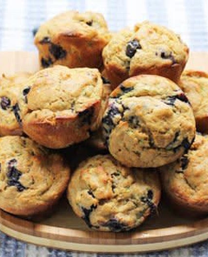 Banana Zucchini Muffins with Blueberries