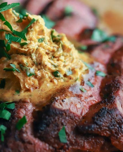 Smoked Tri Tip with Chili Butter