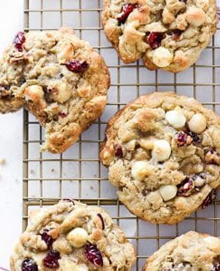 White Chocolate Macadamia Oatmeal Cranberry Cookies