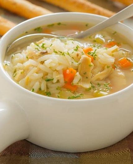 Chicken, rice & veg soup