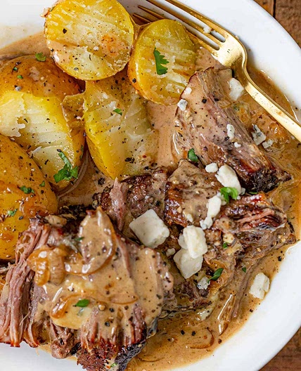 Steakhouse Pot Roast With Blue Cheese Gravy - Healthier
