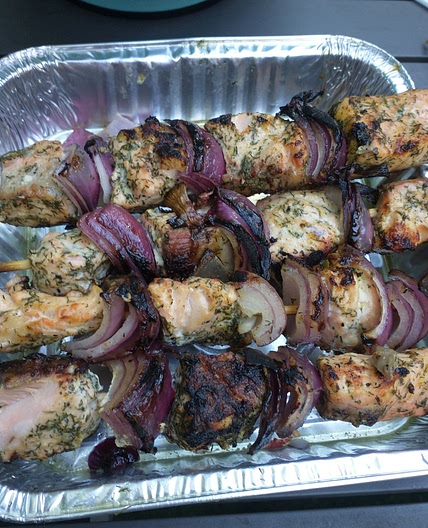 Grilled Lemon-Dill Salmon Kabobs