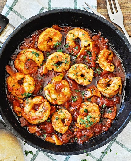 Spicy Garlic Paprika Shrimp with Chunky Tomatoes