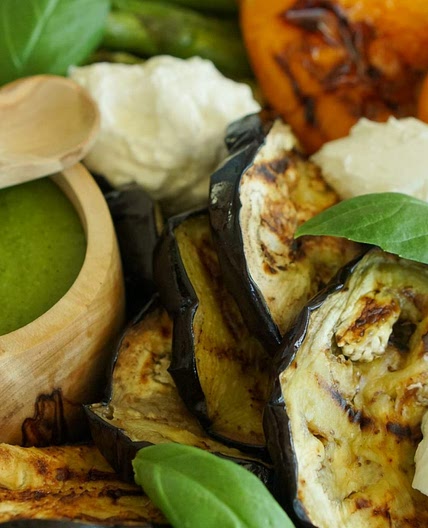 Grilled Mixed Vegetables with Burrata & Basil Vinaigrette