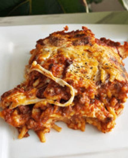 Three-Cheese Baked Spaghetti
