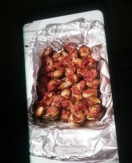 Maple Roasted Brussels Sprouts with Bacon