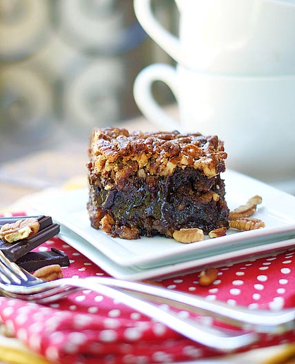 Gooey Black Bottom Pecan Pie Brownies